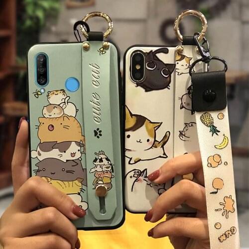 Wrist Strap Wristband Phone Case For Huawei P30 Lite/Nova 4E/Honor 20s Dirt-resistant TPU For Woman