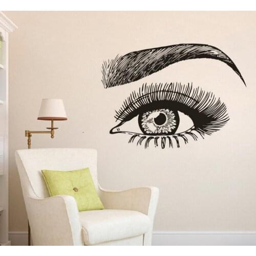 Beautiful Eyes And Brows Wall Stickers Eyelahes Make Up Vinyl Wall Decal Beauty Salon Window Poster Decor Brows Murals AZ926