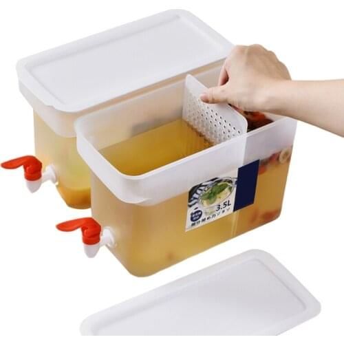 Refrigerator Cold Kettle with Faucet in Refrigerator Large Capacity Portable PP Cold Kettle Fruit Teapot Lemonade Bucket