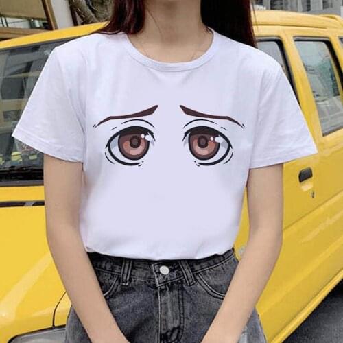 Summer New Style Fashion Harajuku Style Women T-Shirts Face Sexy Eyebrows Lip Printed Cotton Tops Ladies O-neck T-shirt