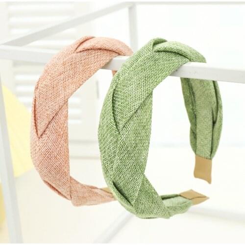 2021 Summer Solid Braided Bezel Hairband Women Hair Accessories Girls Turban Headband Opaska Do Wlosow Bandeau Femme Diademas