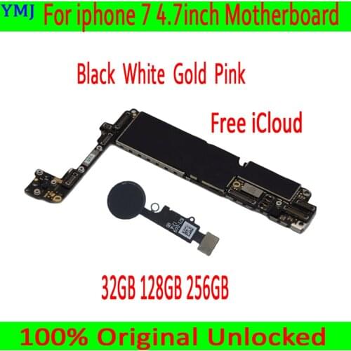 For iphone 7 4.7inch Motherboard 32GB 128GB 256GB 100% Original unlocked with full chips & IOS System Logic board Support 4G