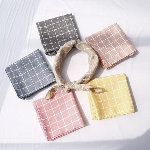 Yishine 42*42cm Cute Children scarf Lovely Plaids Prints Cotton Boy Girls Small Square Scarf Spring Summer Decoration for Kids