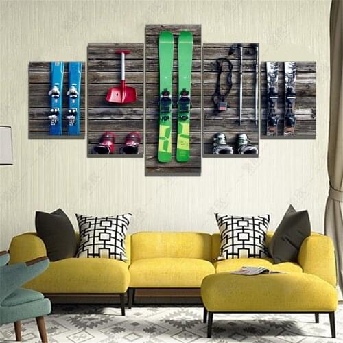 Home Decor Modular Canvas Picture Blue Green Skis Painting Bedroom Living Room Poster Home Canvas Painting