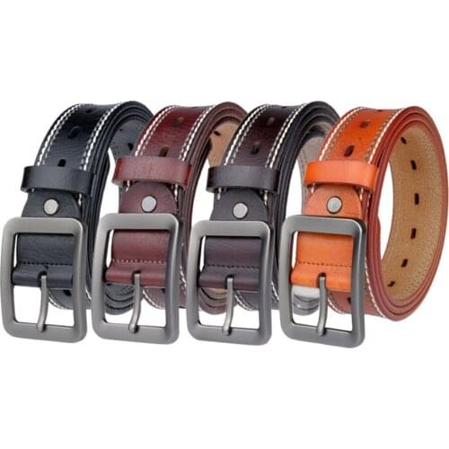 2019 Vintage Men Cowhide Belts Fashion Casual Waist Straps Good Quality Real Leather Metal Buckle Jeans Belts Men Popular Belts
