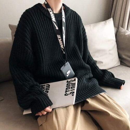 2020 Winter New Men Knitted Sweater Pullovers Male O-neck Warm Casual Jumper Solid Color Coarse Wool Big Size Sweaters