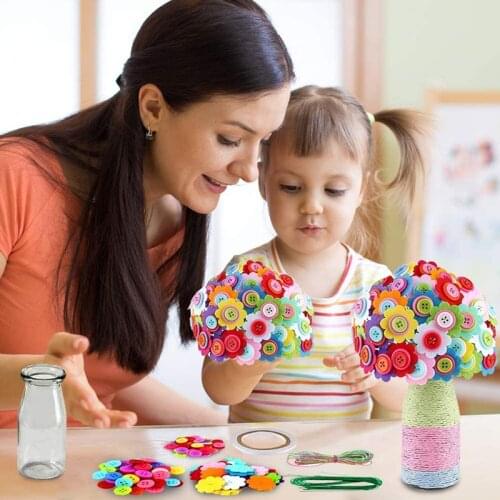 DIY Flower Craft Kits for Kids Make Your Own Flower Bouquet with Buttons and Felt Flowers DIY Activity Gift for Boys &girls