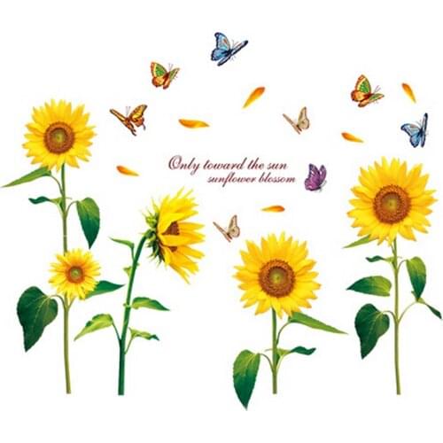 New Sunflower Wall Sticker for Kids Room Creative Art Wallpaper DIY Vinyl Wall Decals Home Bedroom Decoration Supplies