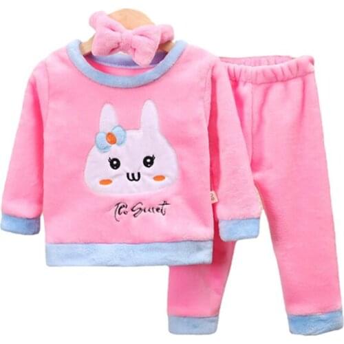New Winter Pajamas For Girl Baby Clothes Suit Children Fashion Warm T-Shirt Pants 2Pcs/Set Toddler Casual Costume Kids Sleepwear