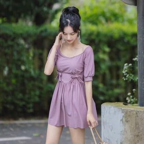 2021 New Korean Style One Piece Swimwear Women Swimdress Push Up Swimsuit High Quality Bathing Suit Sexy Monokini Beachwear