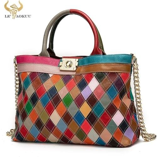 New Multi-Color Soft Leather Luxury Ladies Large Shopper Purse And Handbag Over Shoulder bag Women Designer Female Tote bag 598