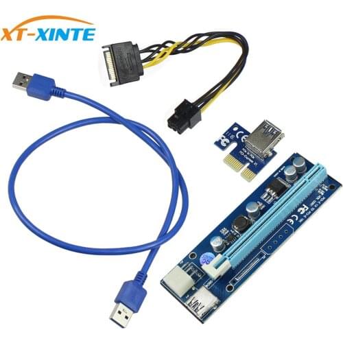 Pci-e Pci Express Riser Card 1x To 16x GPU Usb 3.0 Extender Riser X1 X16 Card Adapter SATA 6Pin Power Cable For Miner BTC Mining