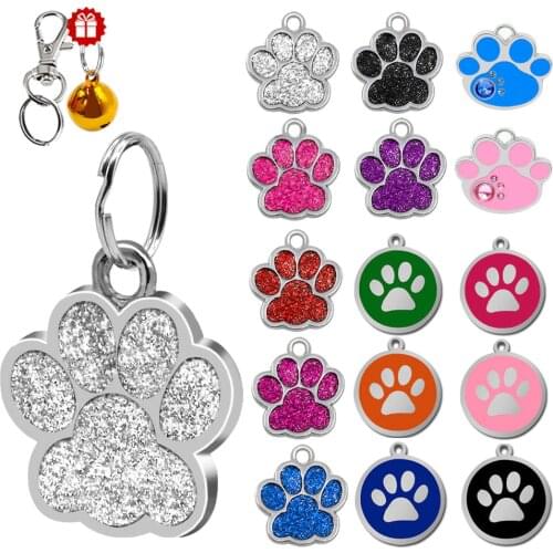 Personalized Dog Tags Free Engraved Cat ID Tag Round Bone Paw Shape Customized Cat Kitten Tag Dog Accessories For French Bulldog