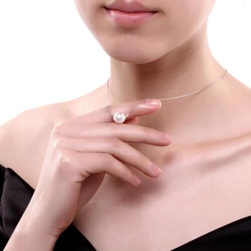 Fashion Elegant Luxury Bright Thin Faux Pearl Pendant 925 Silver Women Clavicle Necklace for Valentine Day