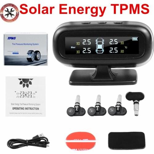 Solar Energy Car TPMS Tyre Pressure Monitoring System Solar Power Digital LCD Display Auto Security Alarm Systems Tyre Pressure