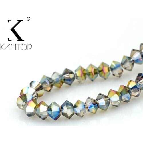 Spaceship shape Glass crystal beads 4*6MM 100pcs AB color Double Bicone Loose beads for jewelry making bracelet DIY