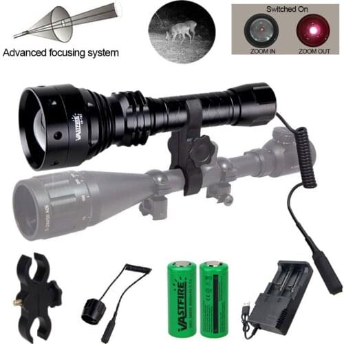T67 IR night vision Flashlight 10W 850nm LED Zoomable rechargeable Luz infrared radiation tactical Flashlamp hunting torch 18650