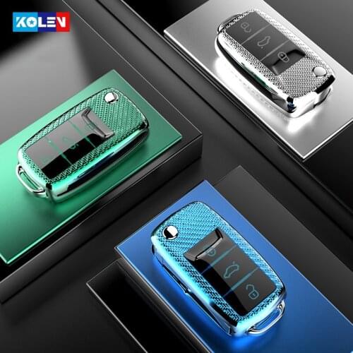 TPU Carbon Car Key Full Cover Case Shell Fob For Volkswagen VW Polo Golf Passat For Skoda Octavia A5 Bora Jetta Seat Ibiza Leon