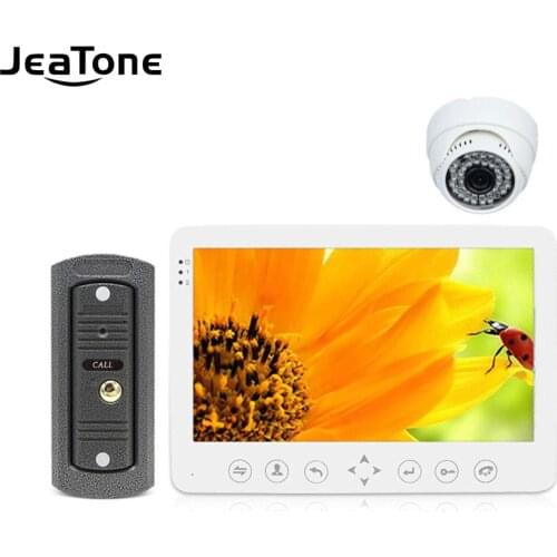 JeaTone 7''HD Wired Intercom for Home Video Doorbell Monitor IR Night Vision Motion Sensor for Home Security+1200TVL indoor Cam