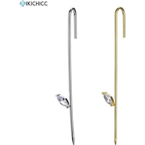 Kikichicc 925 Sterling Silve Leaf Crystal Thread Ear Pin Earring CZ Zircon CZ Women Jewelry Long Line Cuffs Earrings