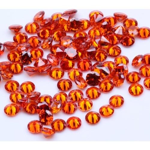 1000pcs AAAAA+ 0.8-4mm CZ Stone Round Cut Beads Orange Color Cubic Zirconia Synthetic Gems For Jewelry