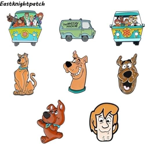 12pcs/lot E3217 Cartoon Family Dog Brooch Metal badge Women and Men Enamel Pins Clothes Brooches Shirt Collar Couple Pin Gifts