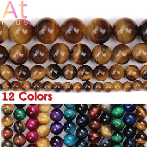 12Color 4-10mm Natural Stone Beads Colorful Tigereye Green Bluesand Loose Stone Beads For Jewelry Making DIY Bracelet Necklace