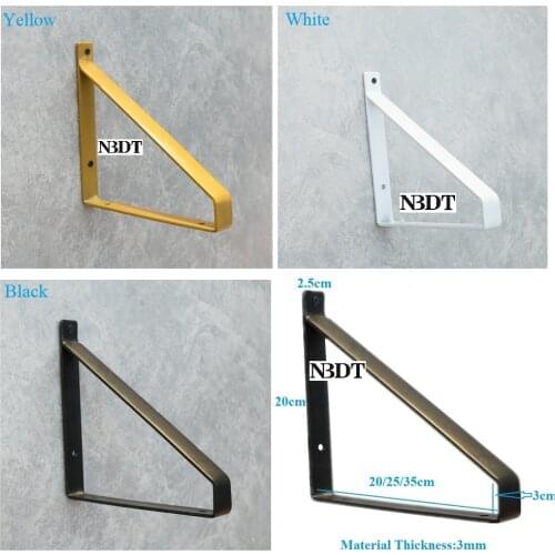 2Pcs Wall-Mounted Rustic Rural Wooden Floating Shelf Support Bracket Forged Black White Yellow