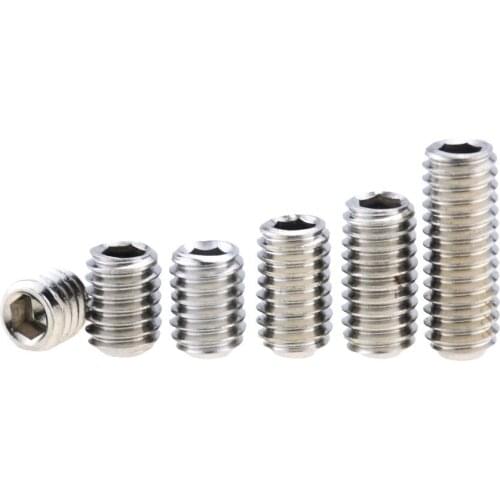 50PCS M2.5*2.5-12 8 10 Hexagon Hex Socket Set Screw Flat Point Allen Head Grub Screw Stainless Steel Headless Set Screw M2.5x2.5
