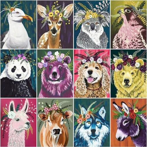 5D Diamond Painting Panda Cross Stitch Animal Diamond Embroidery Dog Rhinestone Mosaic Cartoon Craft Kit Children Room Decor