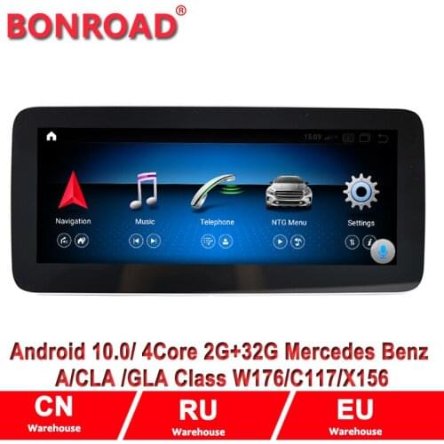 Bonroad Qualcomm 2 Din Android 10 Car Radio With Screen for Mercedes benz A Class W176 CLA C117 / X156 2013-2018 BT Wifi Carplay