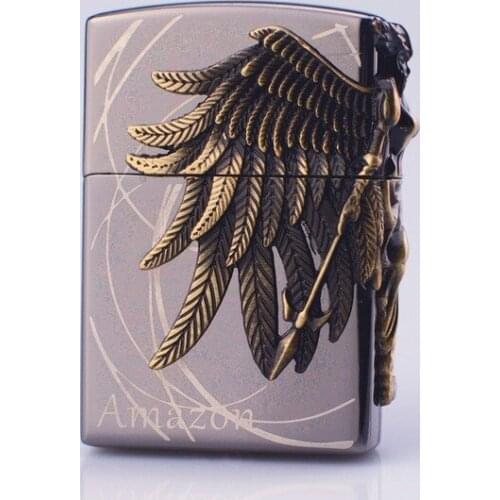 Female Warrior Angel Armor Grinding Wheel Open Flame Cool Lighter Smoke Accesoires Regalos Para Hombre Originales Gift for Men