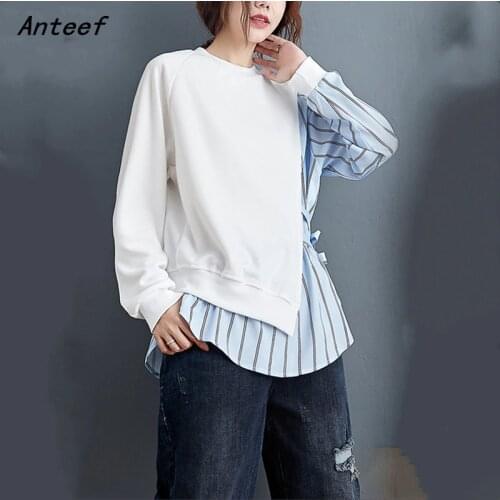 Long sleeve cotton vintage stripe autumn casual loose tee t shirt women t-shirt ladies tshirt clothes 2021 tops streetwear