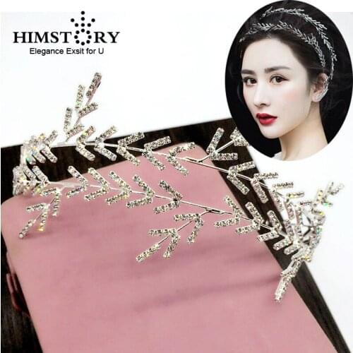 HIMSTORY Rhinestone Double Layer Branch Princess Wedding Hairband Bridal Girls Hair Accessories Party Festival Hair Fascinator