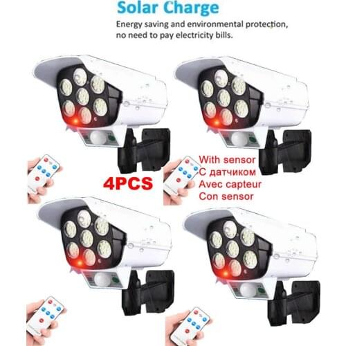 4pcs remote solar fake monitor dummy camera Lights Motion Sensor Waterproof Powered Lamp for Garden Decoration Street Wall Outdo