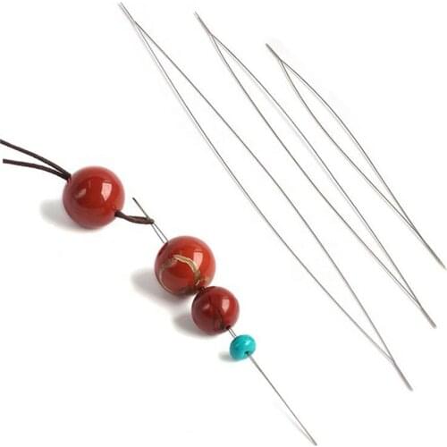 5Pcs Central Opening Curved Beading Needles Stainless Steel Tools Pins for bead Threading String Cord Easy Jewelry Making