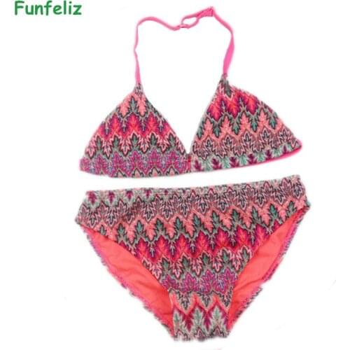 Girl bikini set 6-14 Years Two Pieces Swimsuit for Children Little Girls Swimwear Cute Print Kids Beachwear