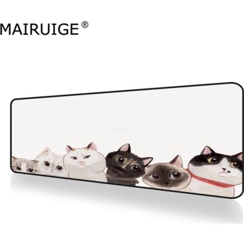 Xxl Mouse Pad with A Cat Mat Accessories Cute Kawaii Gaming Stuff Desk Mat White Carpet Table Computer Accesory Office Work Mats
