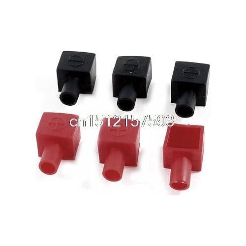 Car Battery Terminal Cover Soft Plastic Insulation Boot Sleeve Black Red 3 Pairs