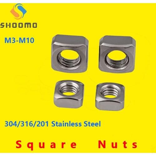 Square Nuts M3M4M6M8M10 304/316/201 Stainless Steel DIN557 GB39