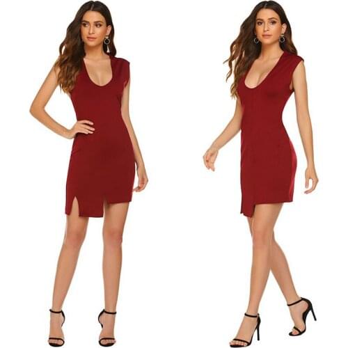 Summer Sexy Neck Party Dresses Dress Basic Sleeveless Skinny Soft Women Backless Summer Fashion Slim Party Dresses Clubwear