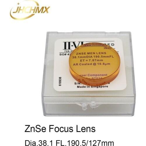 JHCHMX Co2 Focus Lens USA CVD ZnSe Dia.38.1mm 1.5" FL.190.5mm 7.5" For High Power Co2 Laser Engraving Cutting Machine