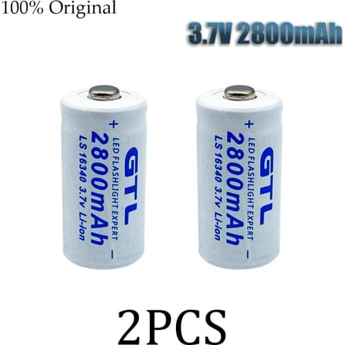 16340 3.7V 2800mAh Lithium Li-ion 16340 Battery CR123A Rechargeable Batteries 3.7V CR123 for Laser Pen LED Flashlight Cell
