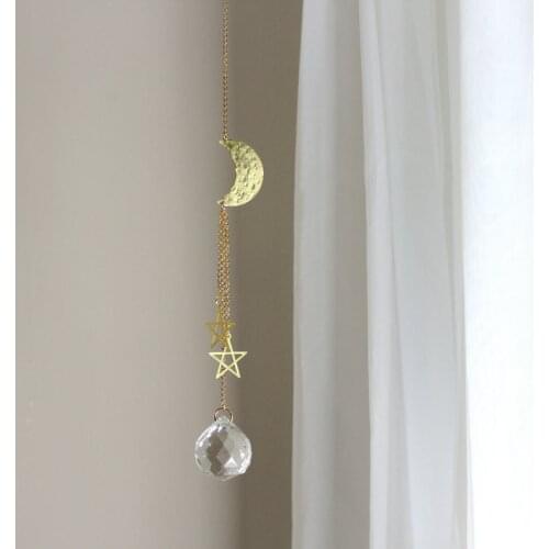 Moon Suncatcher Crystal Prism -Star Home Decor - Celestial Gifts for new House- Moon Sun Catcher,Occult Decor