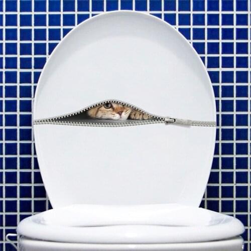 Cute Cat in the zipper Wall Sticker cabinet bathroom toilet for home decoration art Decals wallpaper toilet stickers on the wall
