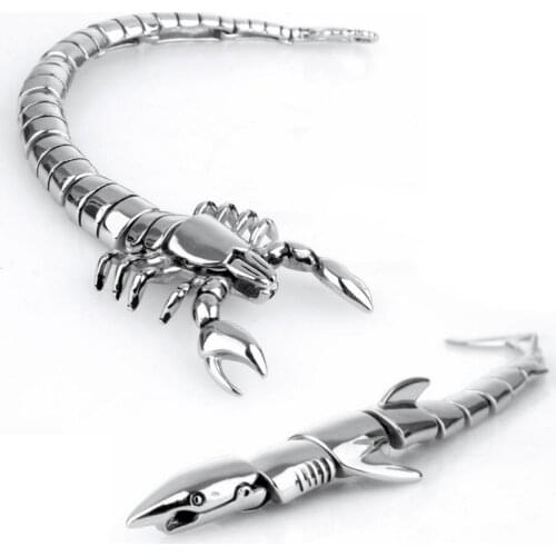 EDC Outdoor Self Defense Titanium Steel Silver Shark Scorpion Bracelet Multifunction Tool Domineering Shark Punk Locomotive Men