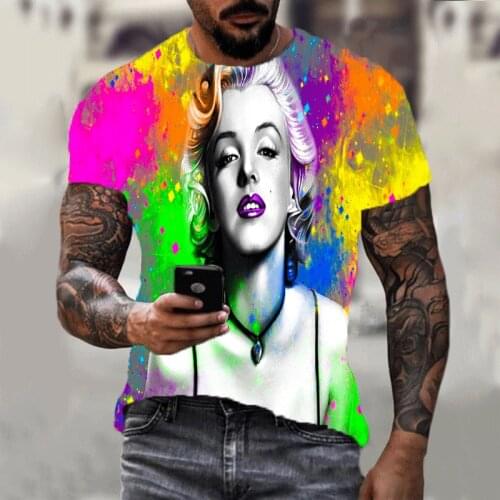 Marilyn Monroe T-shirt 2021 Summer Mens Short Sleeve 3d Printing Art Painting Harajuku Street Top Fashion Sports Running Wear