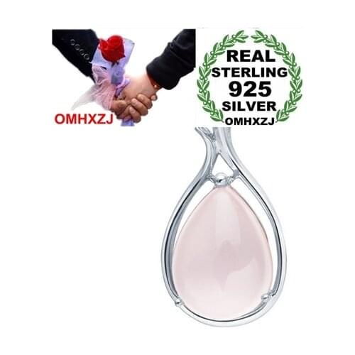 OMHXZJ Wholesale geometric butterfly Rose Quartz woman fashion kpop 925 sterling silver pendant Charms PE79 NO Chain Necklace