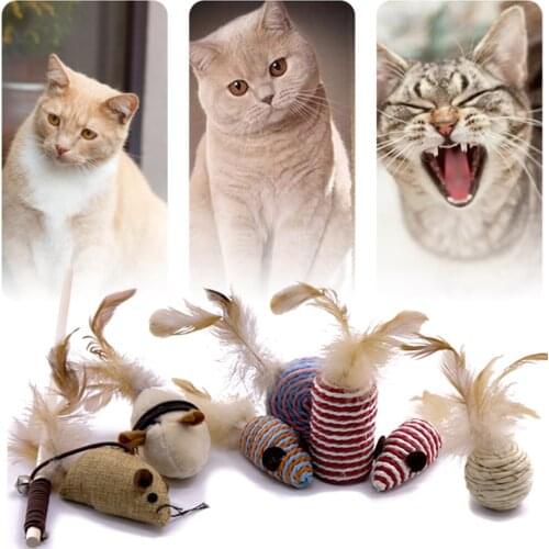 Pet Funny Cat Stick 7 Seven-Piece Cat Toy Funny Cat Combination Set Small Fish Wooden Rod Mouse Funny Cat Stick Cat Toy