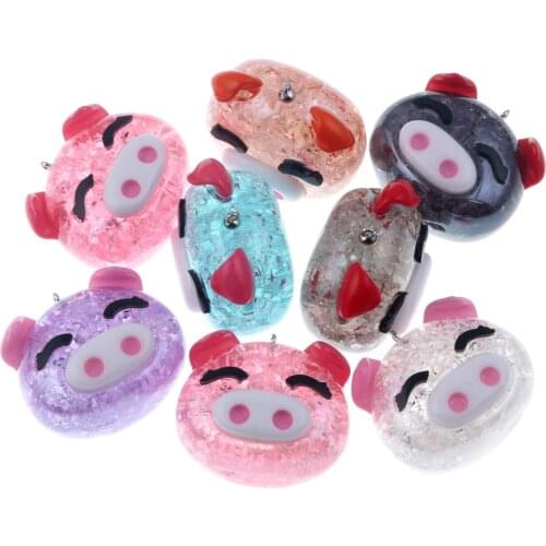 1Pcs 41x37mm 7 Color Acrylic Flash Powder Shine Pig Charm Pendants Jewelry Making Pig Necklace Pendants Hole 2mm Thickness 27mm